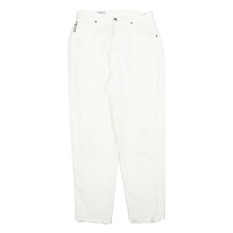 Cerruti Womens Cotton Blend White Regular Fit Straight Leg Trousers W26 L27 1