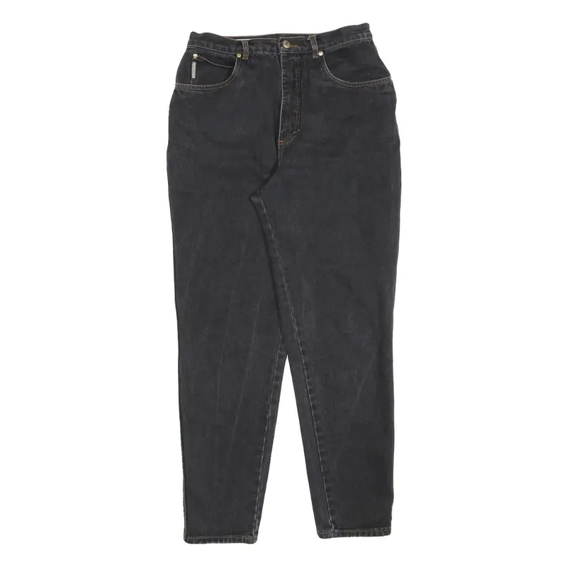 Cerruti Womens Regular Black Denim Cotton Blend Jeans W30 L30 Classic Zip 1