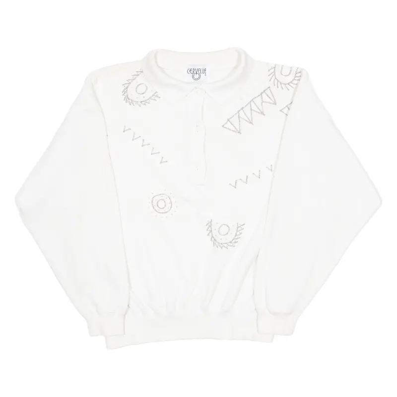 Cervelle Womens Sweatshirt White Collared 90S S 1