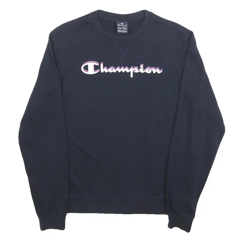Champion Boys Black Cotton Blend Crew Neck Sweatshirt 15-16Y Logo Printed 1