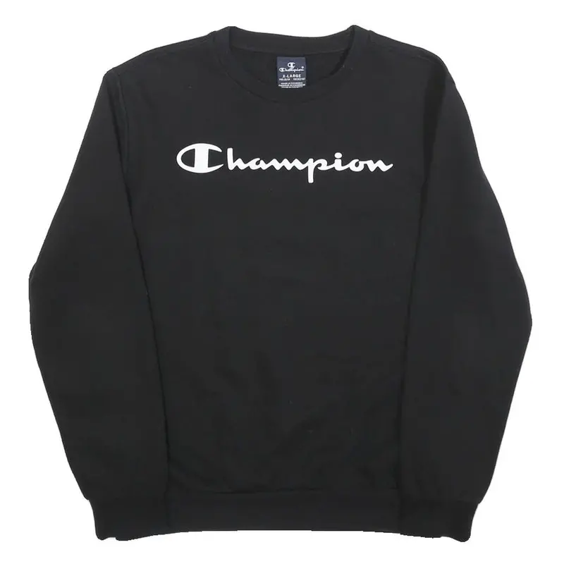 Champion Boys Black Crew Neck 13-14Y Cotton Sweatshirt 1