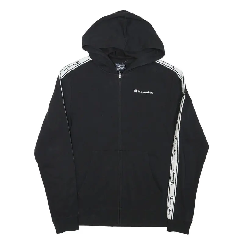 Champion Boys Black & White Zip Hoodie 2Xl Cotton Blend Logo Tape 1