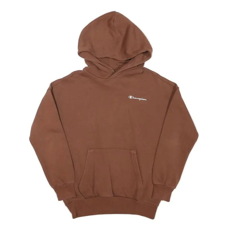 Champion Boys Brown Pullover Hoodie M Cotton Blend Casual Warm Sweatshirt 1