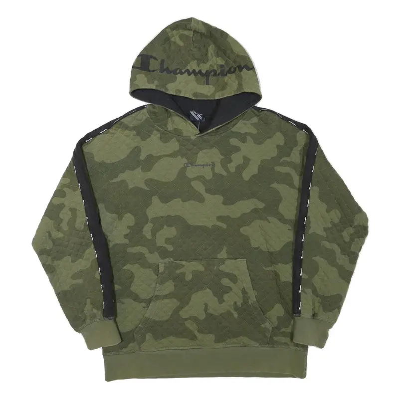 Champion Boys Green Camouflage Hoodie 2Xl Cotton Blend Pullover 1