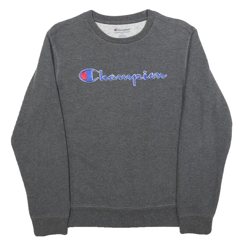 Champion Boys Grey Crew Neck L Cotton Blend Pullover Sweatshirt 1