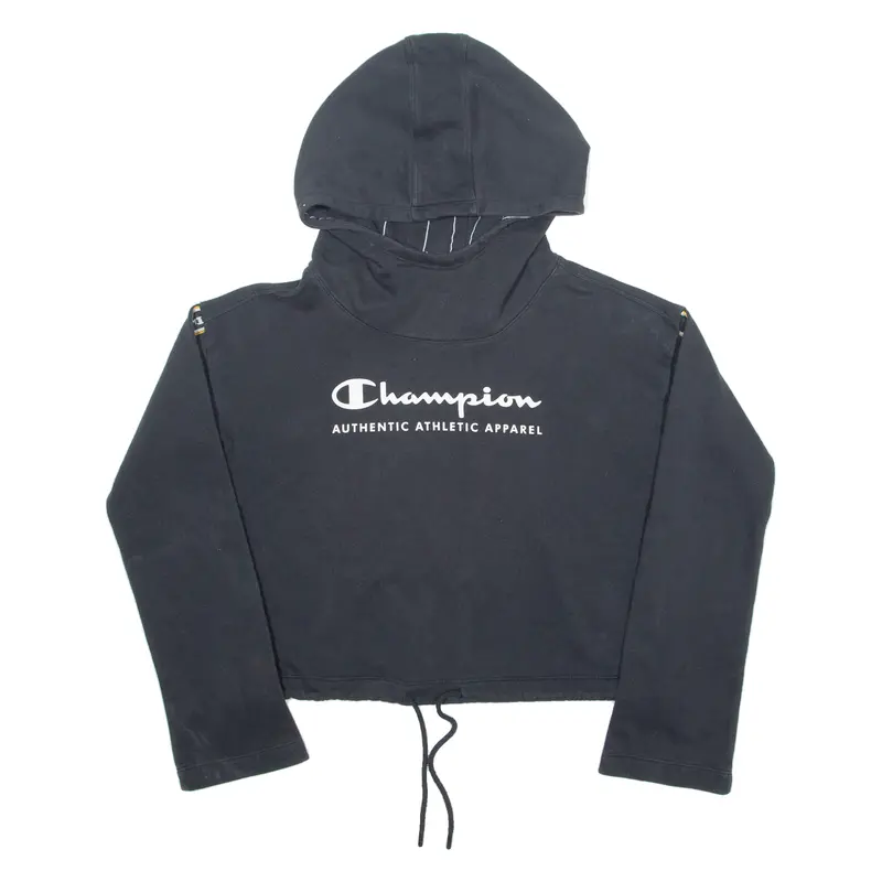 Champion Cropped Womens Black Hoodie S 1