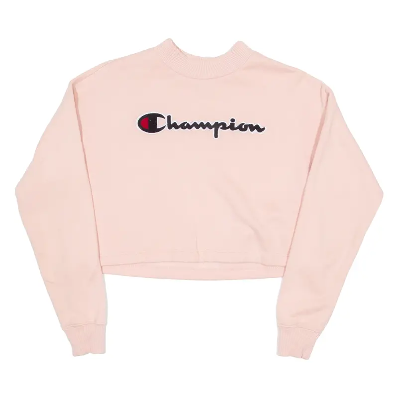 Champion Cropped Womens Sweatshirt Pink Crew Neck S 1
