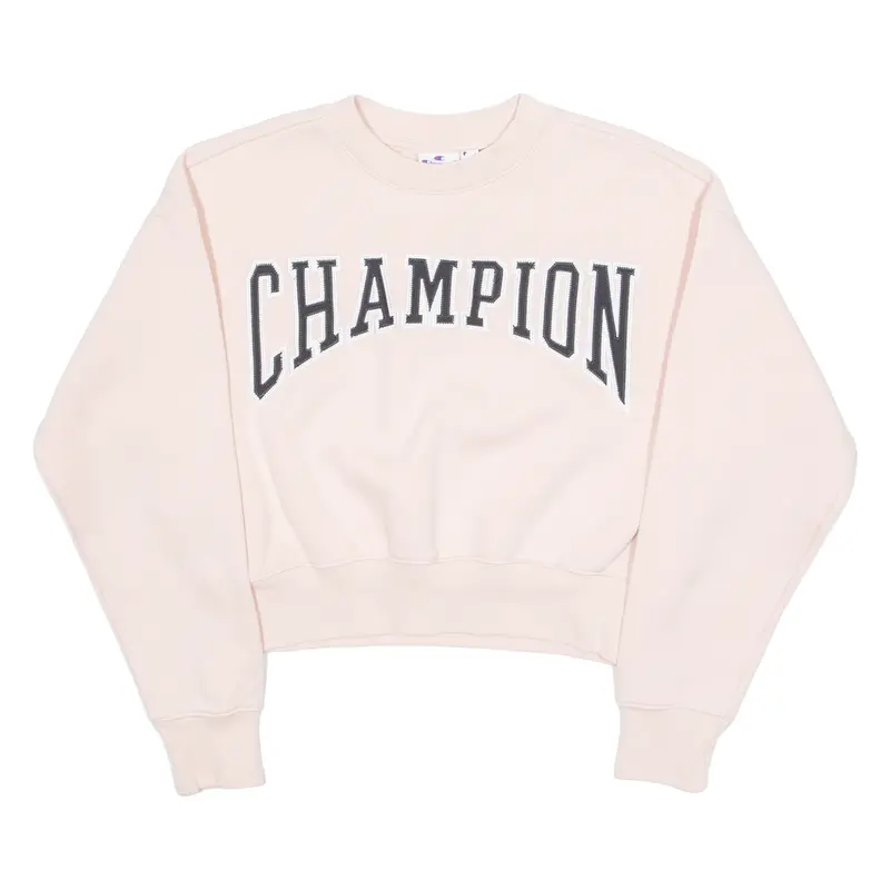 Champion Cropped Womens Sweatshirt Pink Crew Neck Xs 1