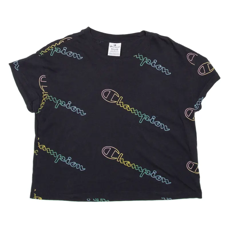 Champion Cropped Womens T-Shirt Black M 1