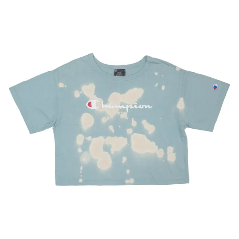 Champion Cropped Womens Tie Dye T-Shirt Blue S 1