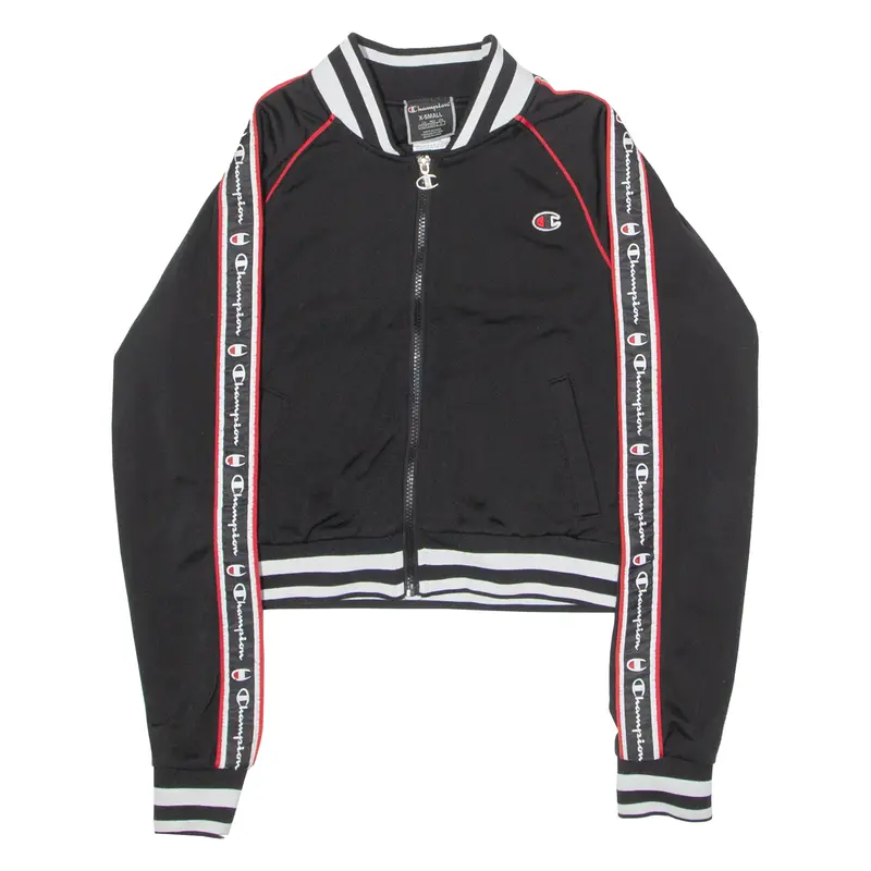 Champion Cropped Womens Track Jacket Black Xs 1