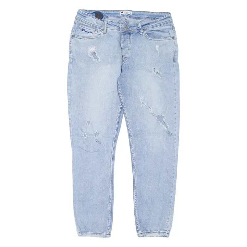 Champion Distressed Womens Jeans Blue Regular Tapered W34 L29 1