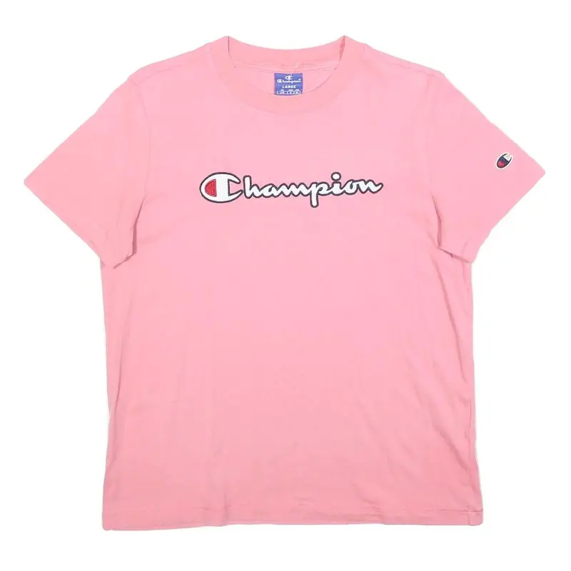 Champion Girls Pink Graphic T-Shirt L Short Sleeve Crew Neck Cotton Blend 1