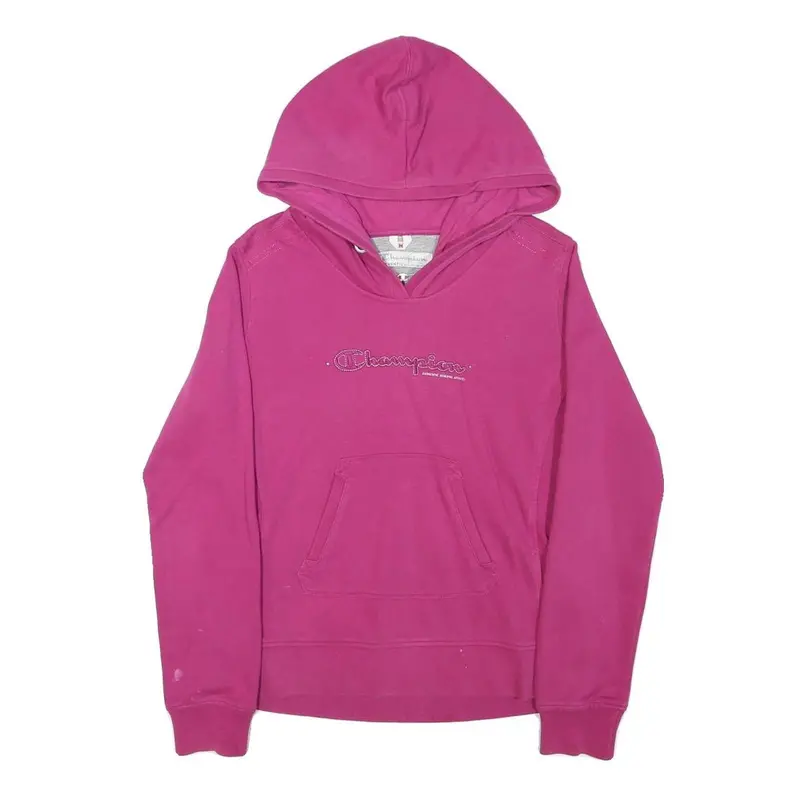 Champion Girls Pink Hoodie M Cotton Blend Casual Pullover Sweatshirt 1