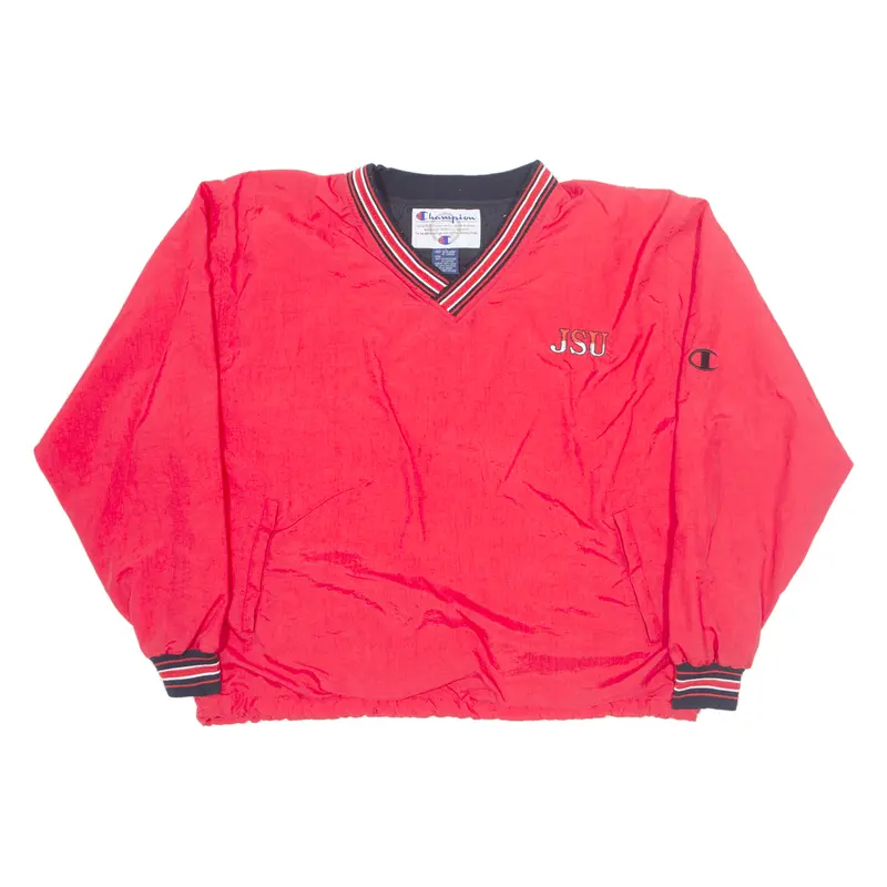 Champion Jsu Training Mens Sweatshirt Red V-Neck 90S Usa Nylon L 1