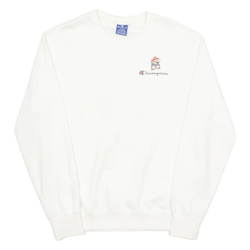 Champion Mario Mens Sweatshirt White Crew Neck L 1