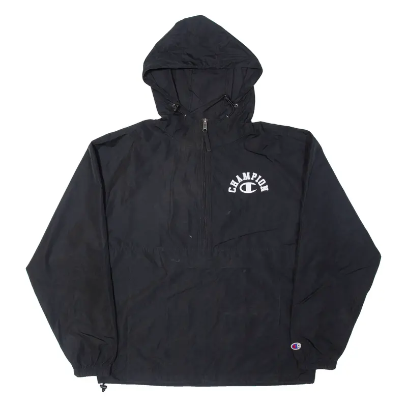 Champion Mens Anorak Jacket Black Hooded M 1