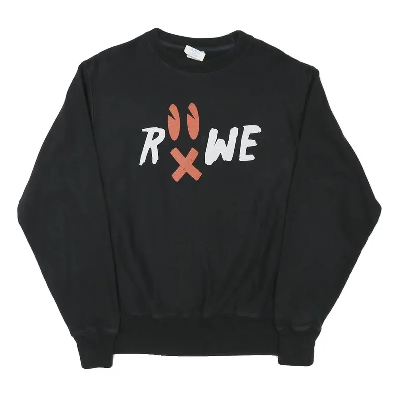 Champion Mens Black Cotton Blend Crew Neck M Sweatshirt Printed Front Logo 1