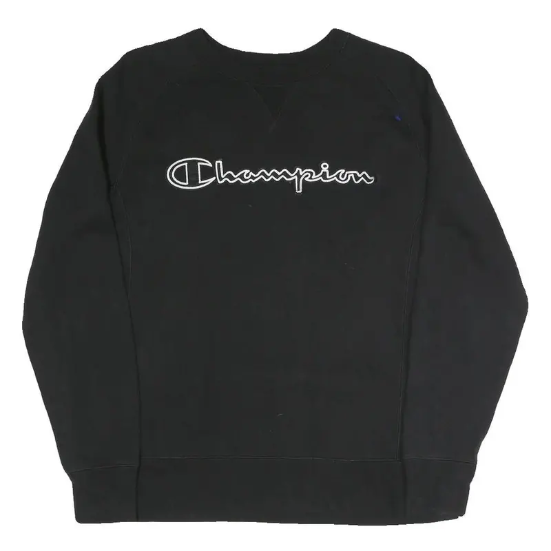 Champion Mens Black Cotton Blend Crew Neck Sweatshirt M Sportswear Casual 1
