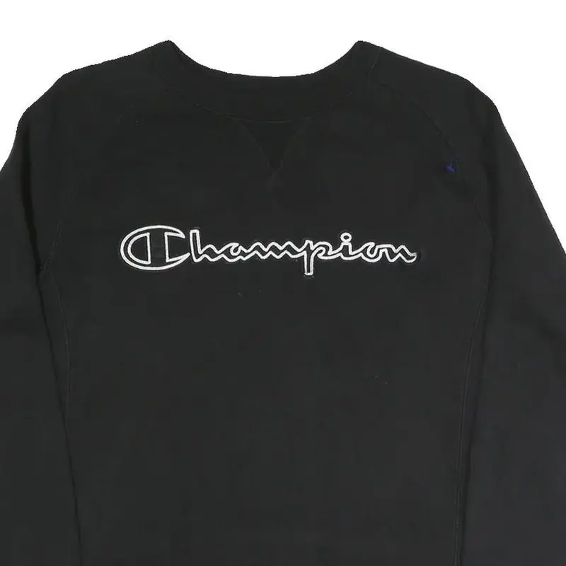 Champion Mens Black Cotton Blend Crew Neck Sweatshirt M Sportswear Casual 2