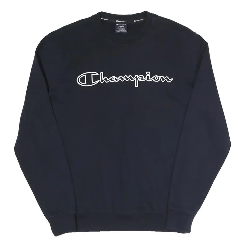 Champion Mens Black Cotton Blend Crew Neck Sweatshirt S Branded Casual 1