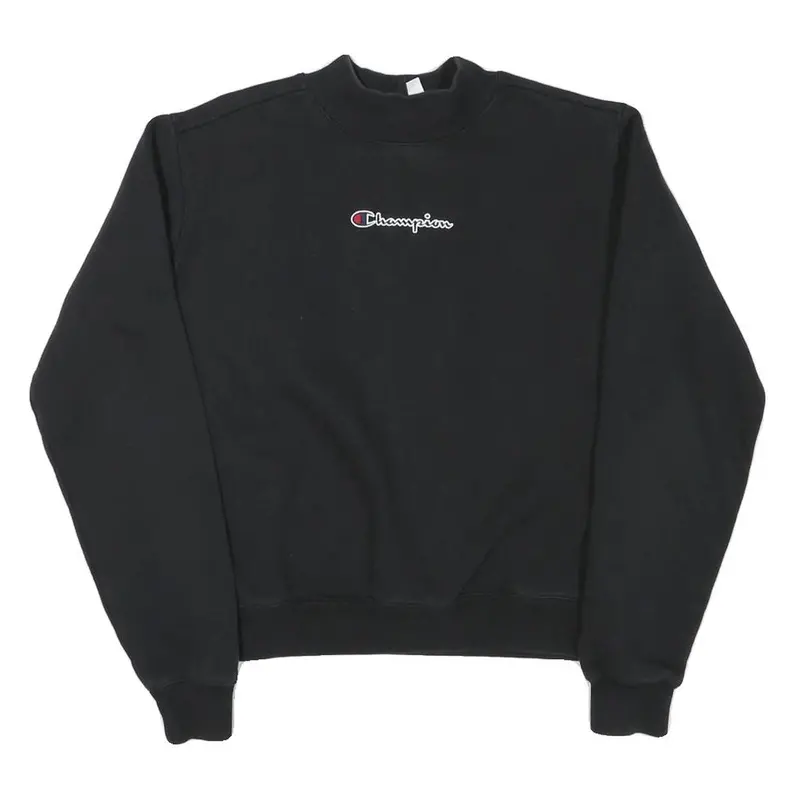 Champion Mens Black Cotton Blend Sweatshirt S Crew Neck Pullover Logo 1