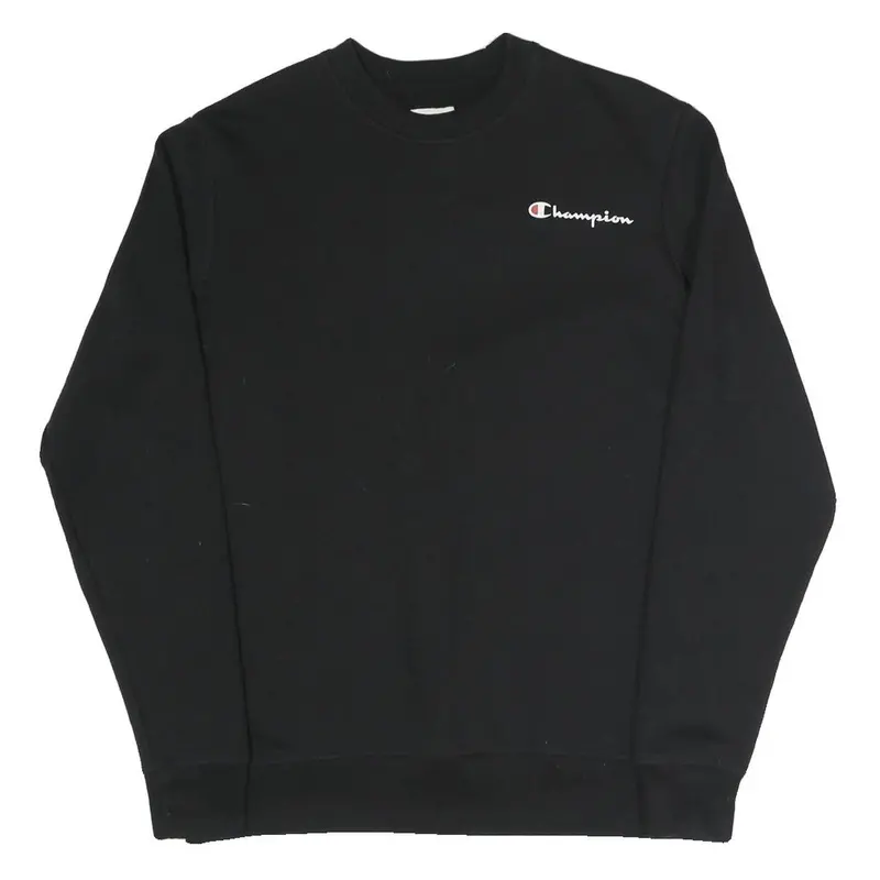 Champion Mens Black Crew Neck S Sweatshirt Cotton Blend Classic Logo 1