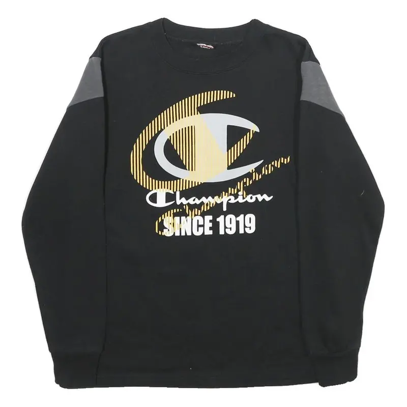 Champion Mens Black & Grey Crew Neck Xs Sweatshirt Cotton Blend Long Sleeve 1