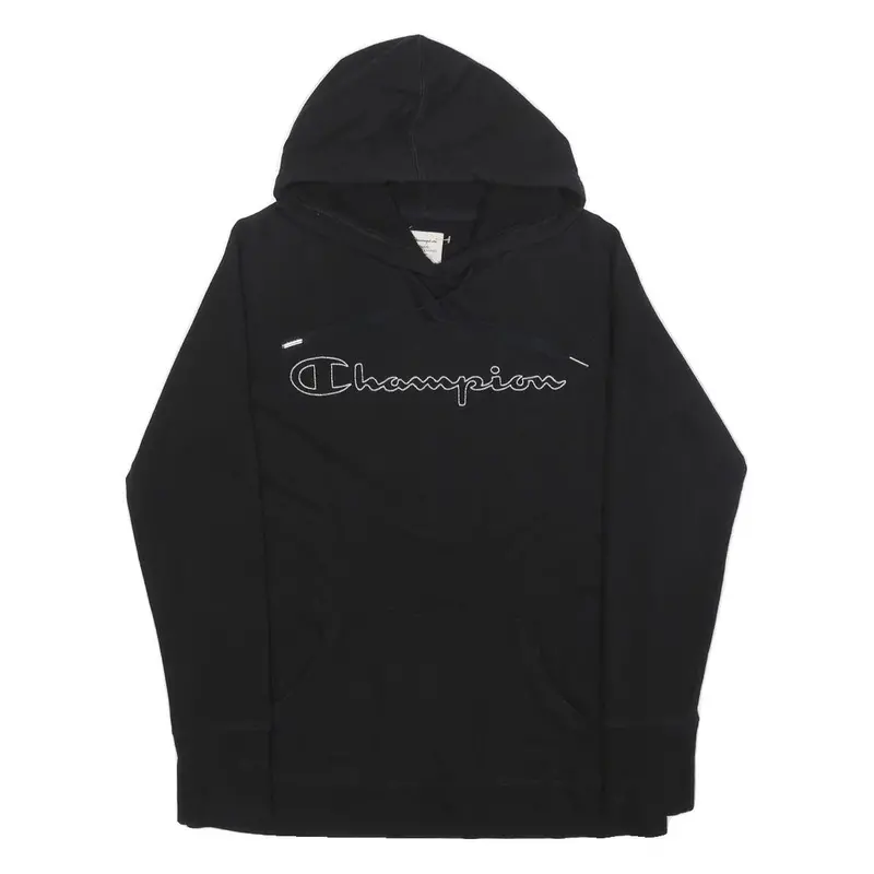 Champion Mens Black Hoodie S Cotton Blend Pullover Classic Logo Sweatshirt 1