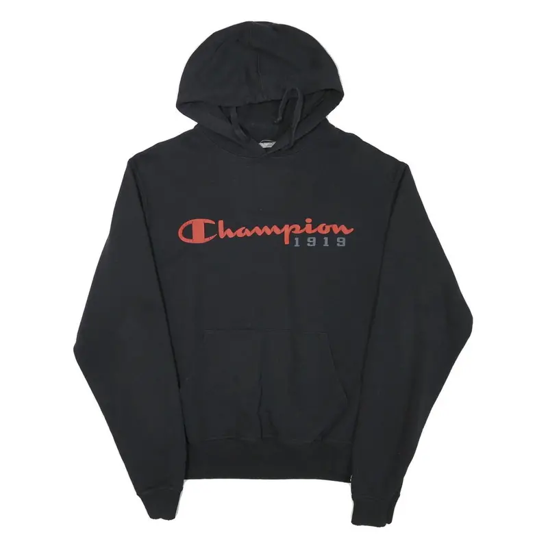 Champion Mens Black Hoodie S Cotton Blend Pullover Hoodie Casual Fashion 1