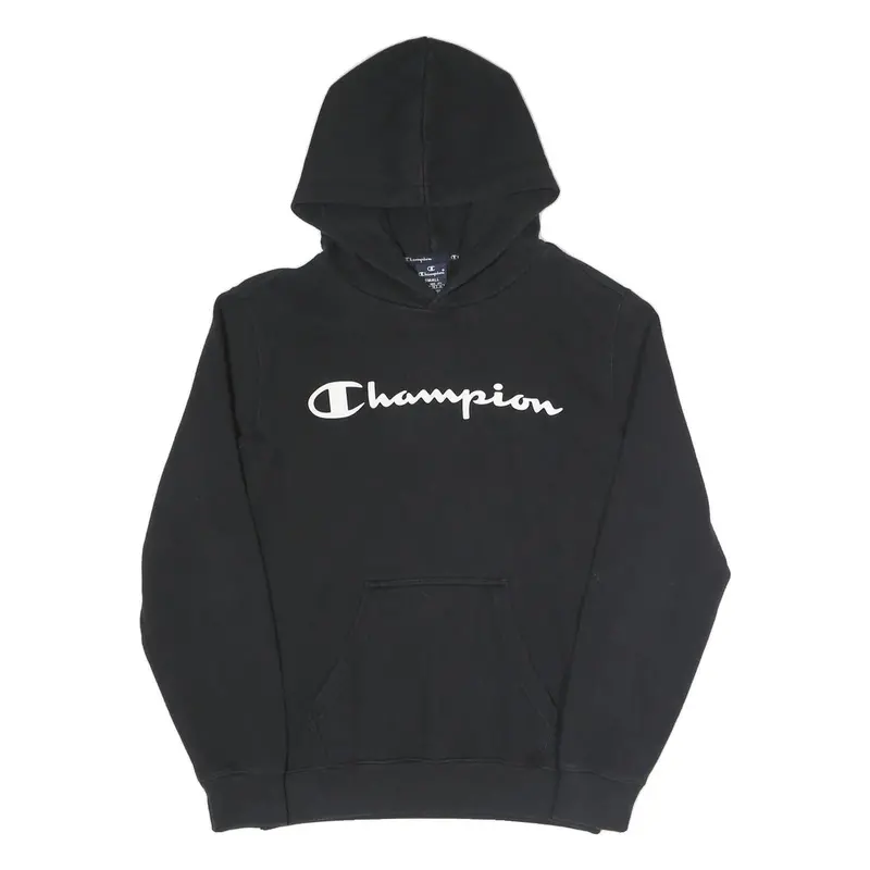 Champion Mens Black Hoodie S Cotton Blend Pullover Sweatshirt 1