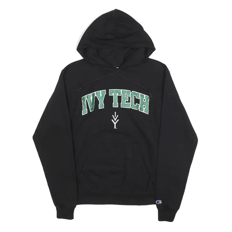 Champion Mens Black Ivy Tech Pullover Hoodie S Cotton Blend Casual Sweatshirt 1