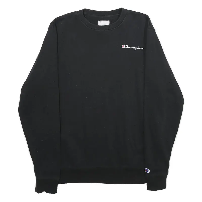 Champion Mens Black S Crew Neck Cotton Blend Sweatshirt Pullover 1