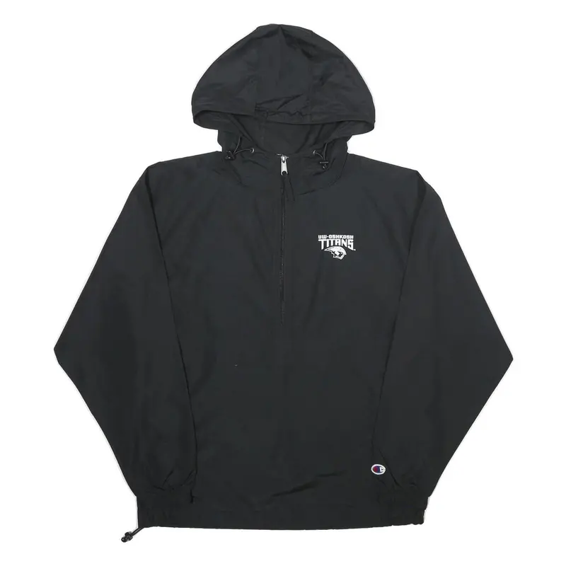 Champion Mens Black S Hooded Jacket Polyester Plain Lightweight S 1