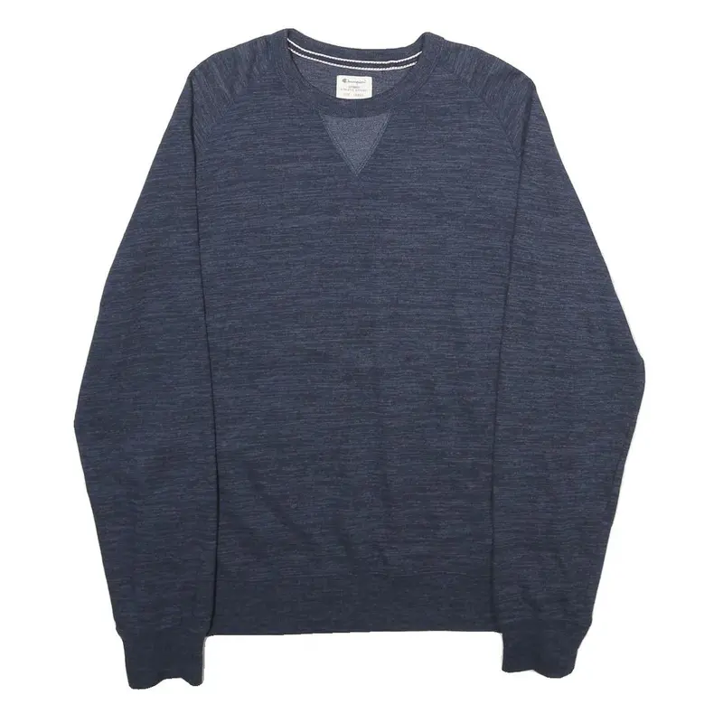 Champion Mens Blue Crew Neck L Cotton Blend Pullover Sweatshirt Classic Style 1