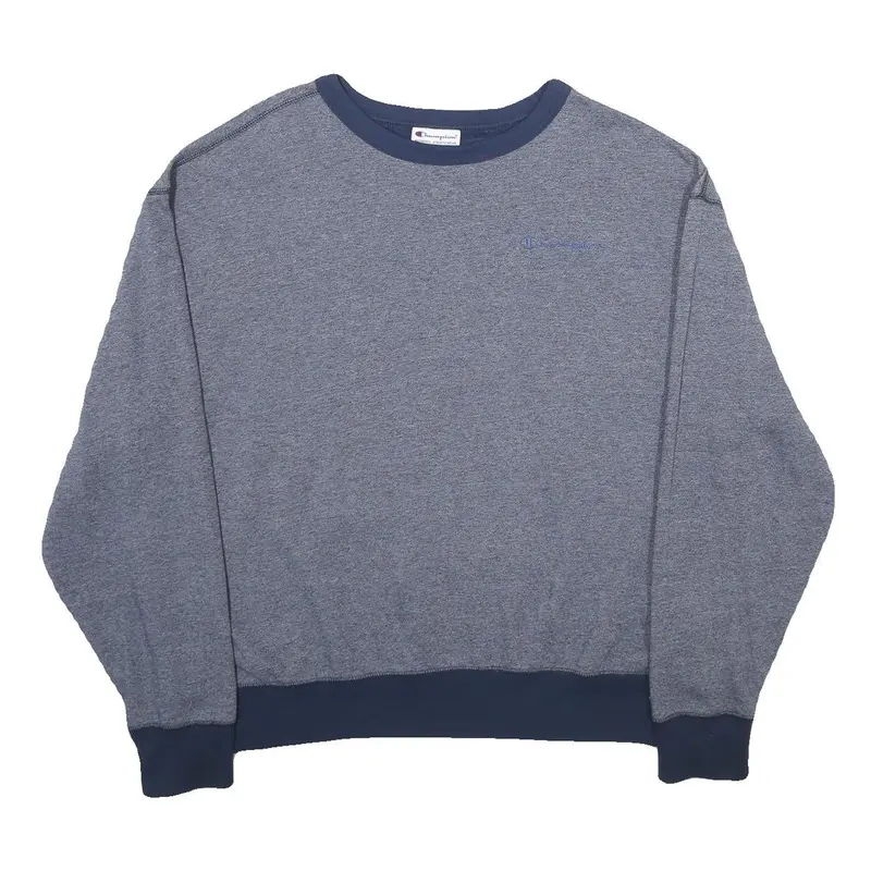 Champion Mens Blue Crew Neck Xl Cotton Blend Sweatshirt Pullover Casual 1