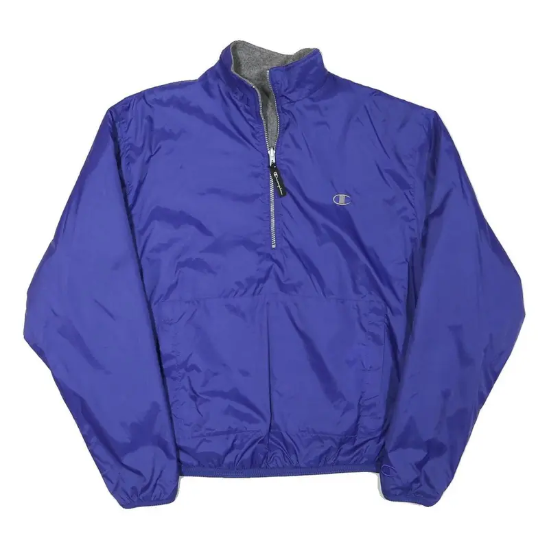 Champion Mens Blue Outdoor Jacket M Polyester Blend Plain Zip Pockets Stand-Up 1