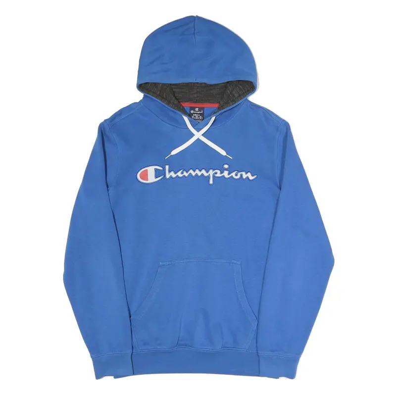 Champion Mens Blue Pullover Hoodie S Cotton Blend Casual Sportswear 1