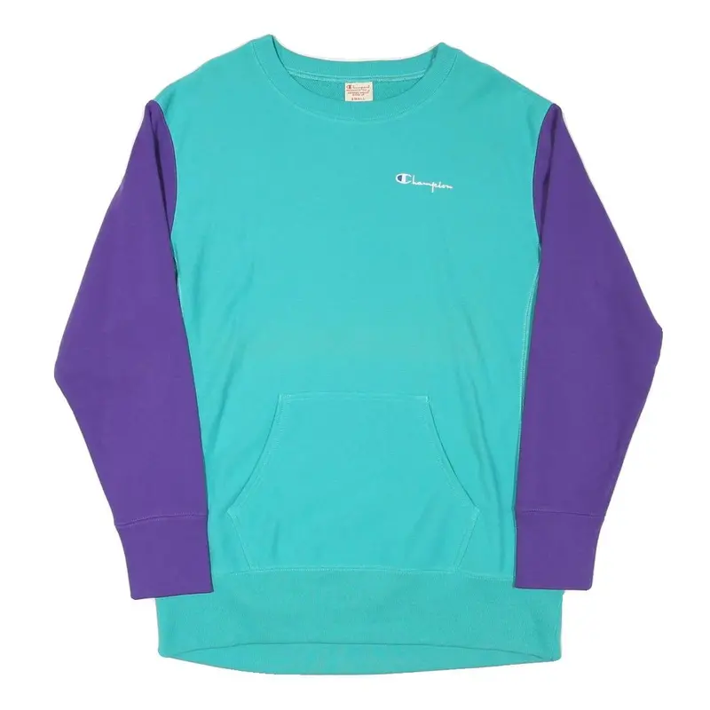 Champion Mens Blue & Purple Crew Neck S Cotton Blend Sweatshirt Casual Pullover 1