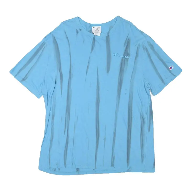 Champion Mens Blue Tie Dye T-Shirt L Crew Neck Short Sleeve Cotton Blend 1