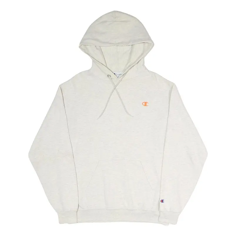 Champion Mens Cream Hoodie M Cotton Blend Pullover Drawstring Hood 1