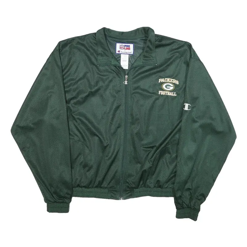 Champion Mens Green Packers Football Zip Jacket Xl Polyester Mesh Nfl Sports Fan 1