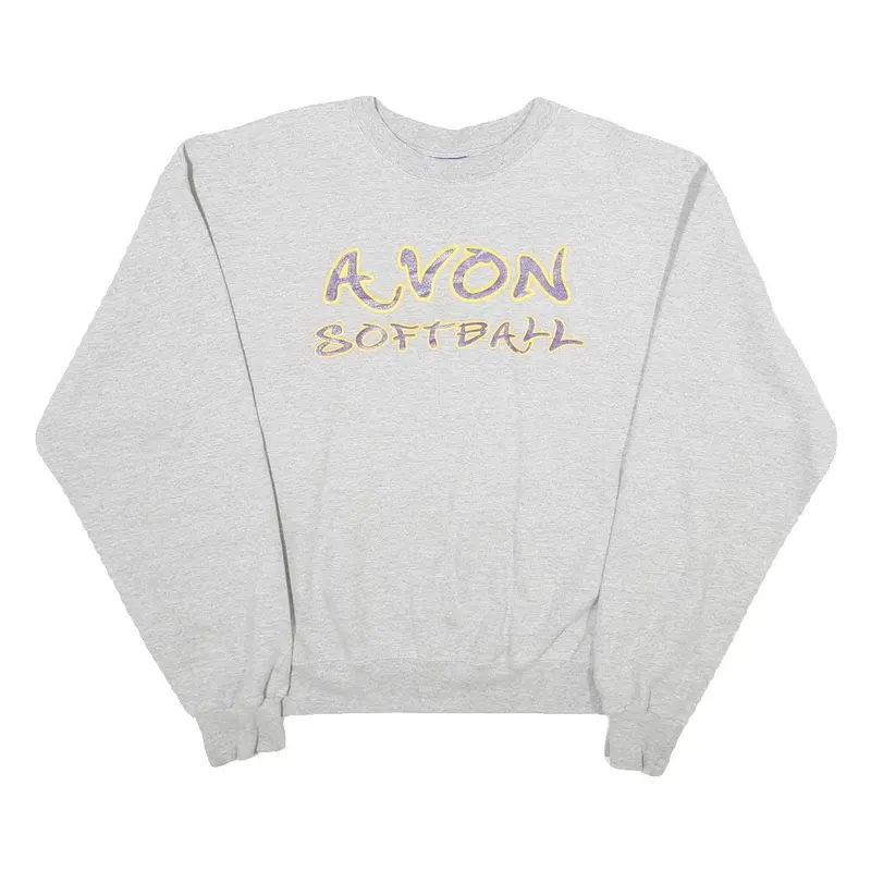 Champion Mens Grey Avon Softball Crew Neck M Cotton Blend Sweatshirt 1