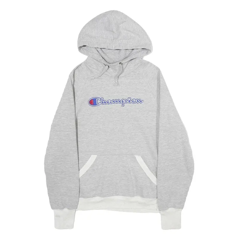 Champion Mens Grey Cotton Blend Pullover Hoodie S Classic Logo Sweatshirt 1