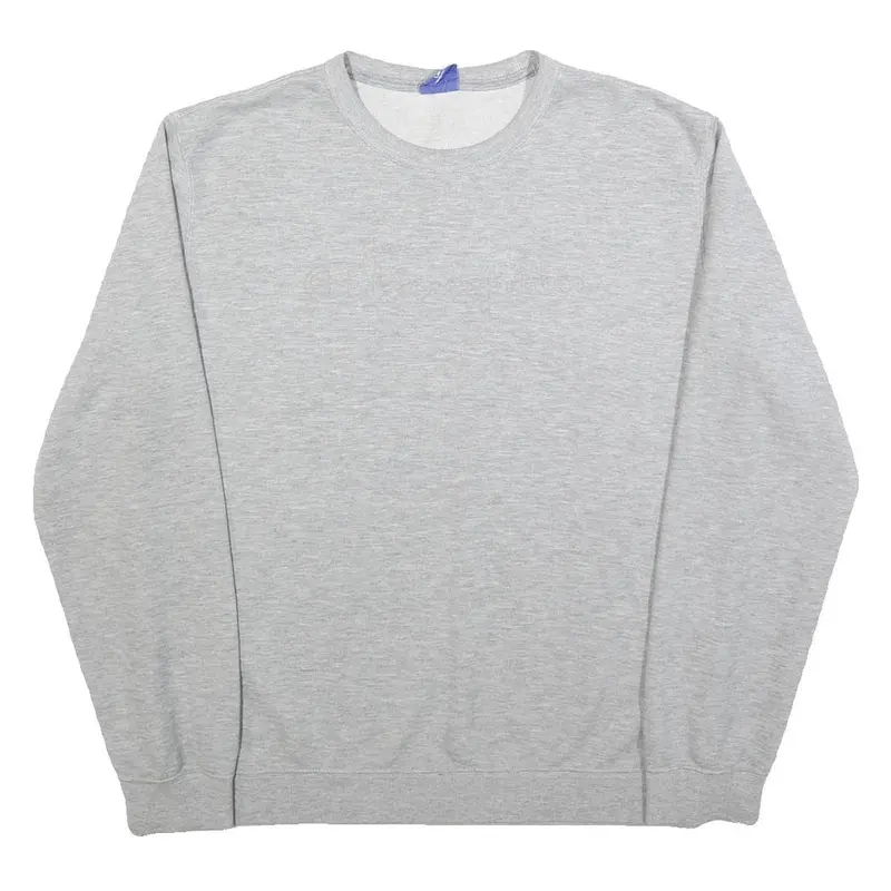 Champion Mens Grey Crew Neck L Cotton Blend Pullover Sweatshirt Casual 1