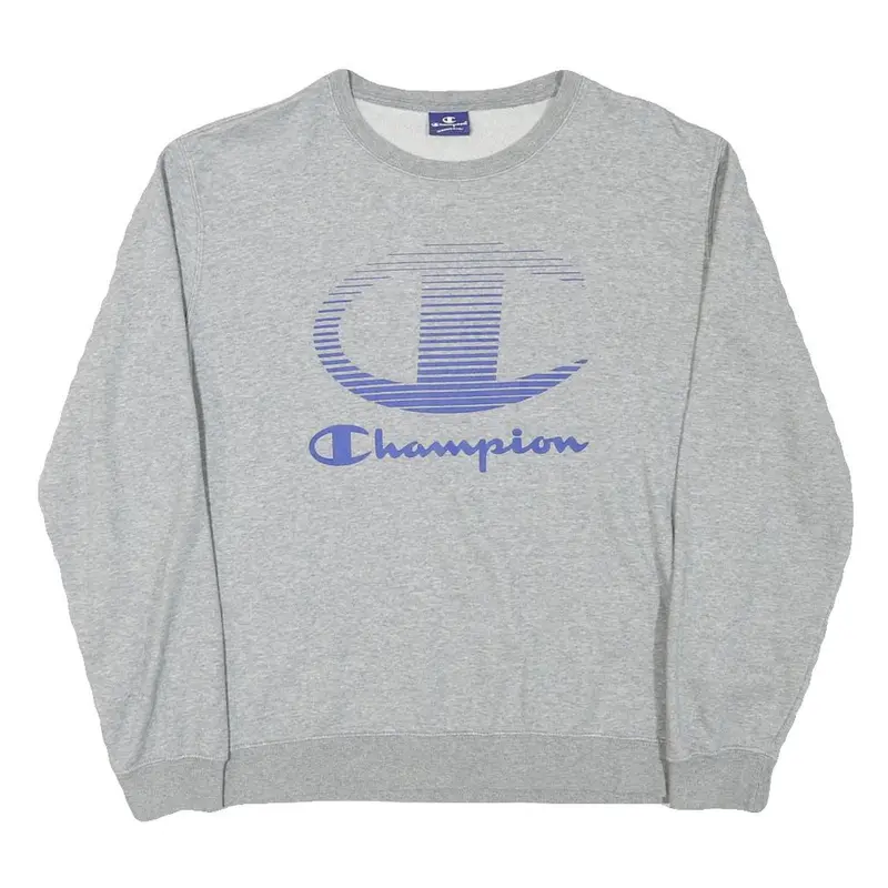 Champion Mens Grey Crew Neck M Sweatshirt Cotton Blend Casual Pullover 1