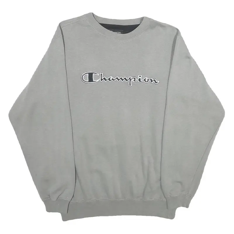 Champion Mens Grey Crew Neck S Cotton Blend Logo Sweatshirt 1