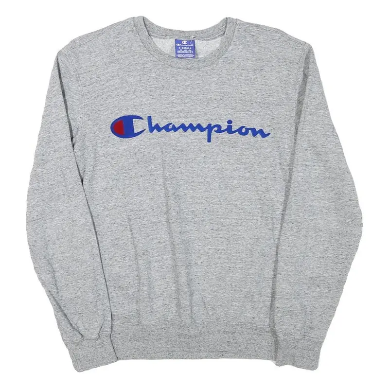 Champion Mens Grey Crew Neck Xs Cotton Blend Sweatshirt Classic Logo Pullover 1