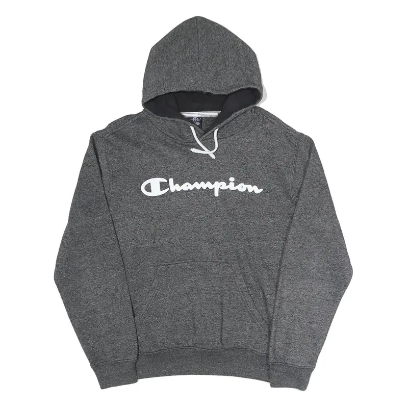 Champion Mens Grey Hoodie M Cotton Blend Pullover Drawstring Hooded Sweatshirt 1