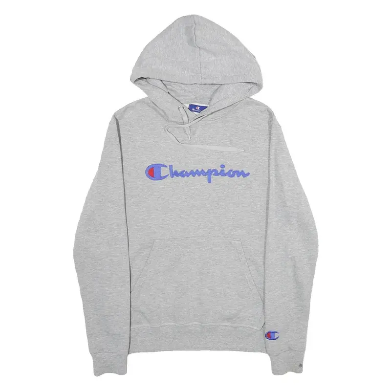 Champion Mens Grey Hoodie S Classic Logo Pullover Drawstring Hooded Sweatshirt 1